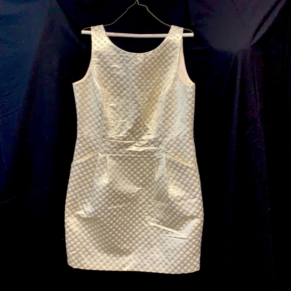 Dalia Silver Cream Metallic Cocktail Dress Size 12